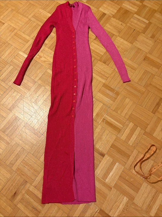 STAUD Dresses & Skirts - Staud Two-Tone Pink & Fuchsia Long Button-Front Knit Dress